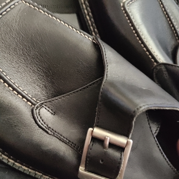 Donald J. Pliner Black Leather Penny Loafers with Contrasting Stitching